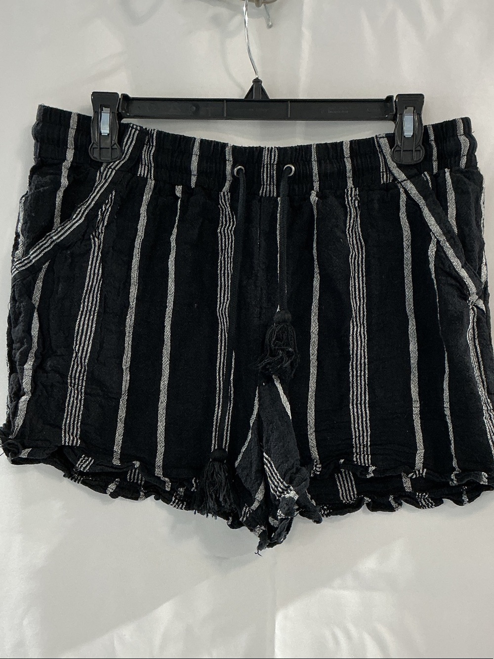 SO Black and White Striped Drawstring Shorts